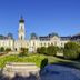 Albergo Giardino in Balatongyörök with a grand historic facade and landscaped garden courtyard