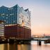 The Westin Hamburg Elbphilharmonie in Hamburg overlooking the waterfront at sunset