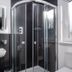 Rosebank Guest House in Perth bathroom with corner shower, pedestal sink and frosted window