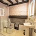 The Old Vicarage Hotel & Restaurant, Bridgwater bathroom with shower, toilet and pedestal sink