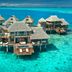 Conrad Bora Bora Nui overwater villas in turquoise lagoon, Vaitape