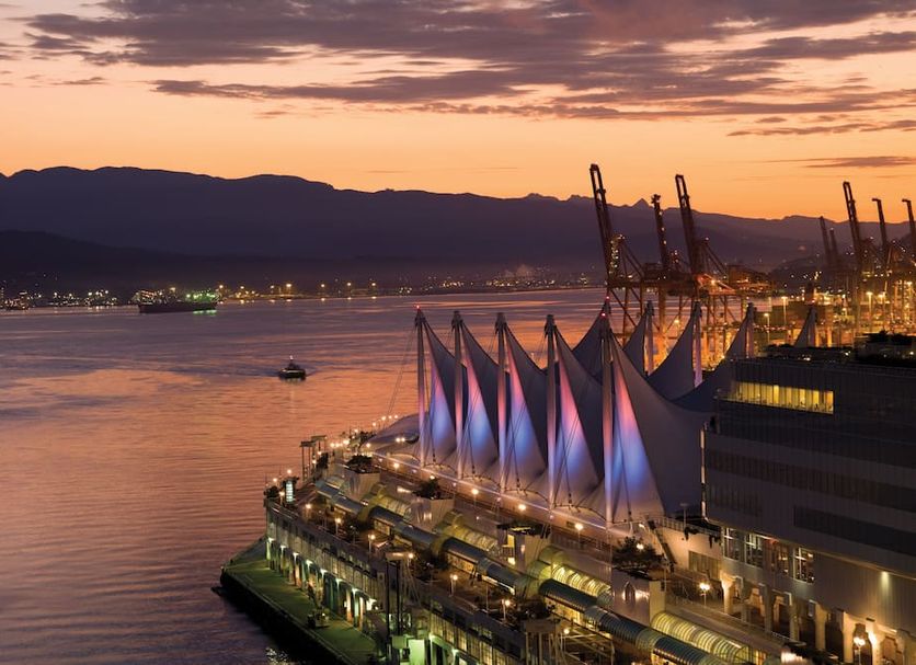 Holiday Inn & Suites Vancouver Downtown By IHG waterfront harbor view at sunset in Vancouver