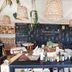 Glamping Village Orlando in Chianti dining tent interior in Cavriglia with chalkboard menu and tables