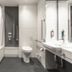 Premier Inn Edinburgh Park - Airport bathroom with bathtub, walk-in shower, toilet and vanity sink in Edinburgh