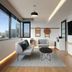 Moxy Seoul Insadong room with city skyline view, sofa seating and wall-mounted TV in Seoul