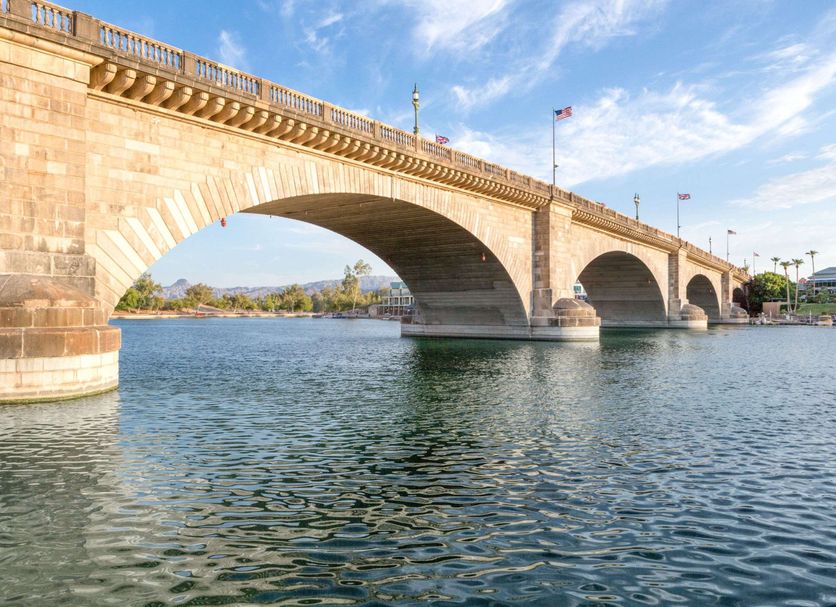 Super 8 by Wyndham Lake Havasu City near a stone bridge over water in Lake Havasu City