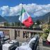Casa Brenna Tosatto Art Experience terrace seating with Lake Como and mountain views in Lenno