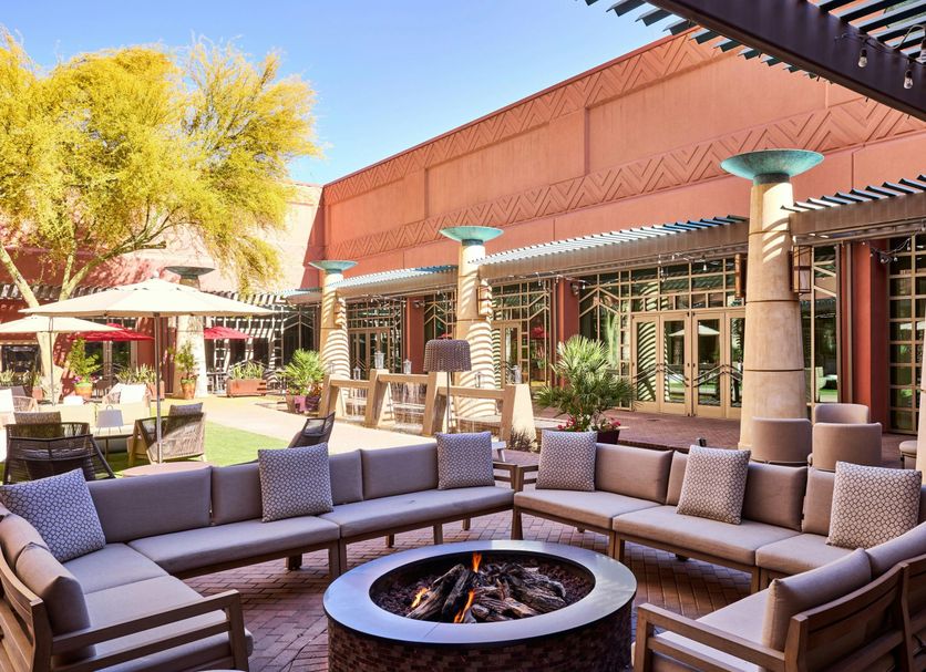 Renaissance Phoenix Glendale Hotel & Conference Center patio with fire pit seating in Glendale