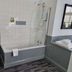 OYO The Leven in Felixstowe bathroom with tub-shower combo, gray paneling and window light