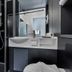 The Z Hotel Holborn in London bathroom with black shower enclosure and vanity sink