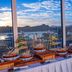 Hotel Indigo Xiamen Harbour buffet setup with harbor view at sunset in Xiamen