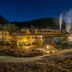 Hotel Therme Bad Teinach in Bad Teinach-Zavelstein at night with glowing spa buildings and steam