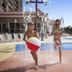 Children playing in the splash pad at Tilghman Beach And Golf Resort in North Myrtle Beach