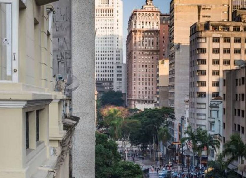 Cinelandia Hotel in Sao Paulo with city street view and tall downtown buildings