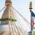 Boudha Stupa View Guest House in Kathmandu with a view of Boudhanath Stupa and prayer flags