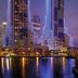 Grosvenor House, a Luxury Collection Hotel, Dubai skyline towers glowing at night by the waterfront