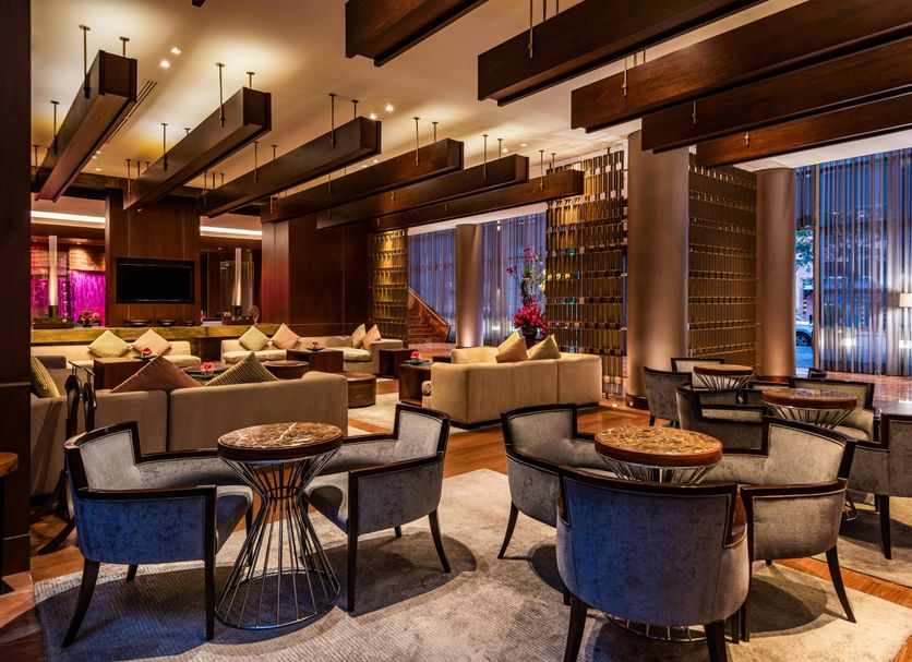 JW Marriott Hotel Bogota lobby lounge in Bogotá with modern seating and warm ambient lighting