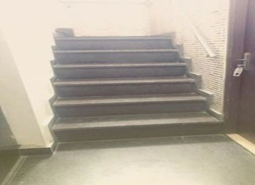 Hotel Sartaj, Ludhiāna: interior staircase with dark steps and a closed door
