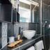 Abrivado, Saintes-Maries-de-la-Mer: modern bathroom with walk-in shower, vessel sink and mirror