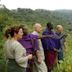 Guests on safari at Crater Forest Tented Camp, Karatu, overlooking lush forested hills