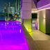 Aloft Panama rooftop pool with purple lighting and Panama City skyline views