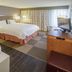 Hampton Inn South Haven room with king bed, jetted tub, TV, and window curtains