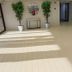 Floral Park Motor Lodge lobby in Queens with tiled floor, potted trees, console table and mirror