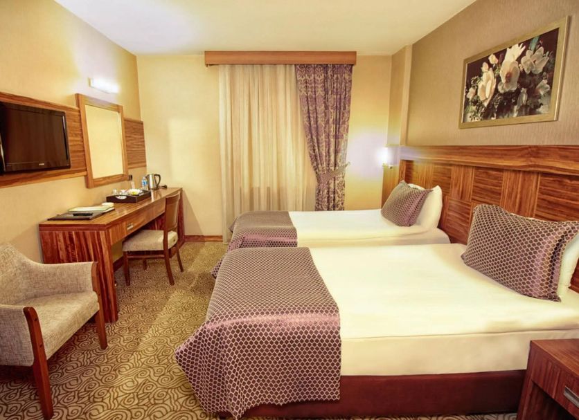 Adana Garden Business Hotel in Adana guest room with two twin beds and desk