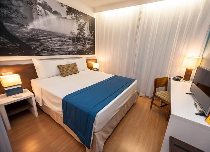 Golden Tower Aeroporto - Lizz - by Fênix Hotéis in Uberlândia: guest room with double bed and TV