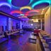 Hotel City Heart Premium in Chandigarh lounge with colorful ceiling lights and seating area