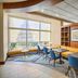 Four Points by Sheraton Raleigh Durham Airport in Morrisville: bright lobby seating area with blue chairs and tables