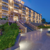 Bhanwar Singh Palace in Pushkar with illuminated facade, fountain courtyard and sea view