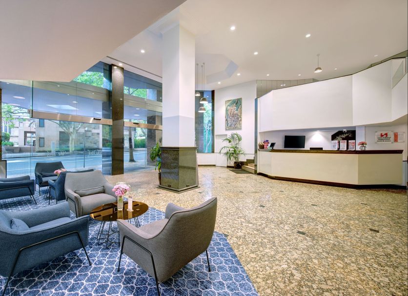 The York by Swiss-Belhotel Sydney lobby with seating area and front desk