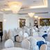 La Panoramica Hotel in Castellammare di Stabia banquet room with chandeliers and white-covered chairs