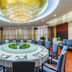Liuhu Hotel (Hot Spring Garden Hotel) in Dezhou banquet room with a large round table and chandelier