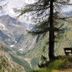 Mountain view from Long & Short Stay Hotel Bahnhof Ausserberg in Ausserberg with bench and tree