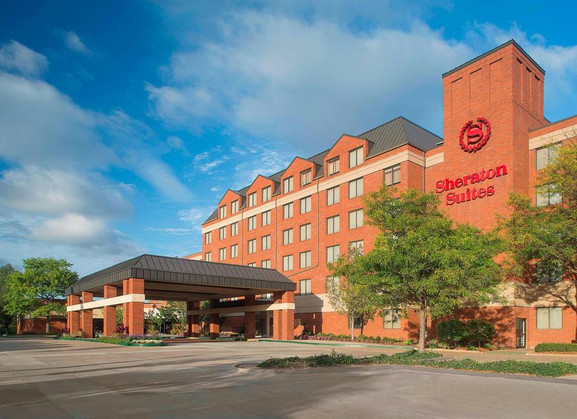 Sheraton Suites Akron Cuyahoga Falls exterior with covered entrance and brick facade in Cuyahoga Falls