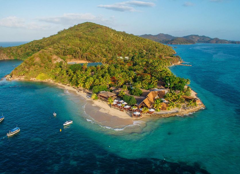 Castaway Island, Fiji on Qalito Island with a tropical beach and turquoise ocean views