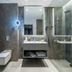Sky Blue Hotel & Spa, Ploieşti: modern bathroom with walk-in shower, floating vanity and wall-mounted toilet