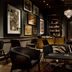 Hotel Vin, Grapevine, Autograph Collection lounge with leather chairs, sofa and chandelier