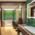 Fortune Park Sishmo Bhubaneswar bathroom with green tile walls, vessel sink, and soaking tub