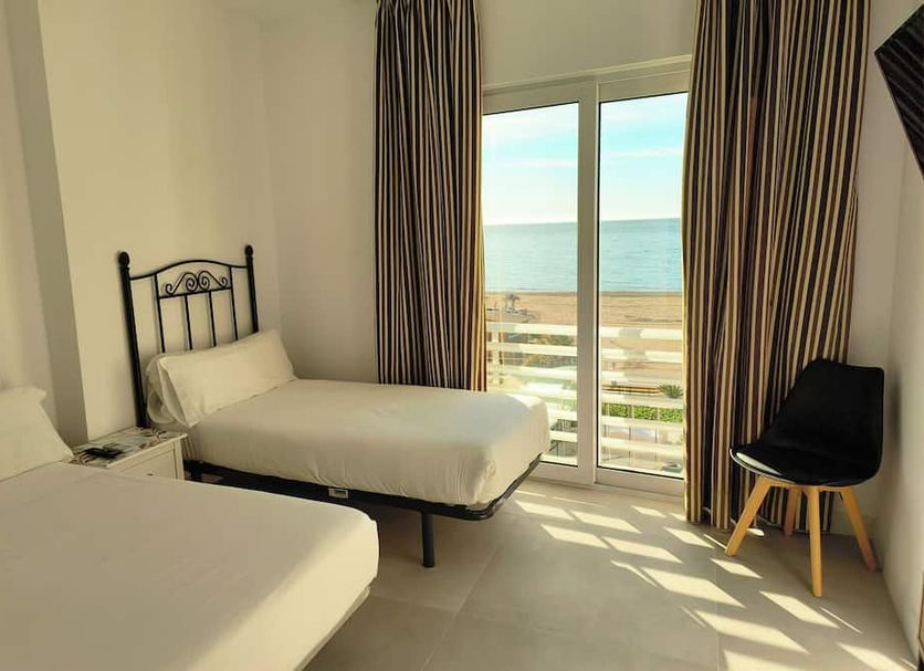 Hotel Mediterráneo by Croma in Estepona guest room with twin beds and balcony sea view