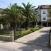 Hotel Vicky in Thasos with palm trees, garden entrance, and paved driveway