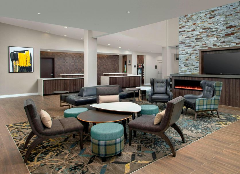 Residence Inn by Marriott Lubbock Southwest lobby lounge with seating area and fireplace