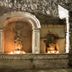 Hotel Ex-Hacienda San Xavier in Guanajuato, ornate stone niche with illuminated statues and arched alcove