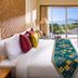 Mandarin Oriental, Sanya room with king bed, balcony ocean view, desk and tropical decor