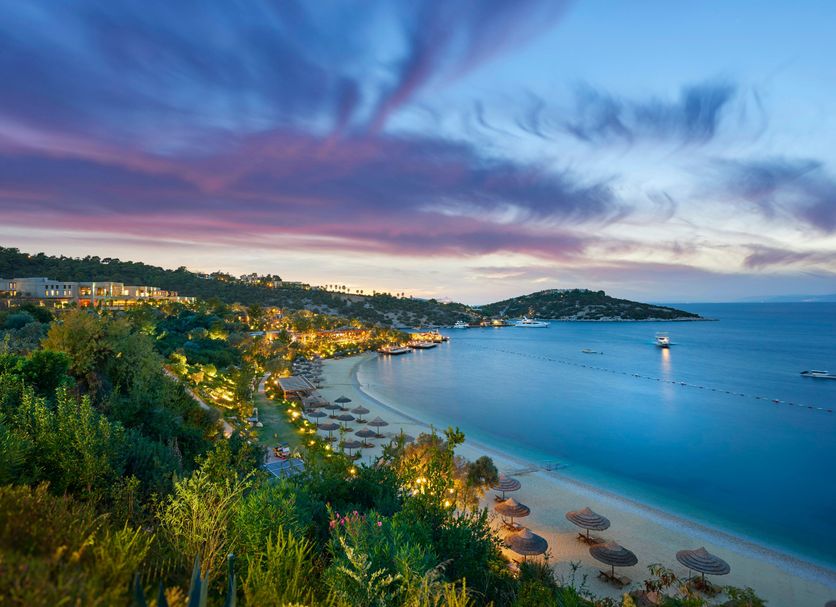 Mandarin Oriental, Bodrum with panoramic bay and beach view at sunset