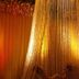 Hotel Centre Point Nagpur banquet hall with golden draped ceiling and warm red lighting
