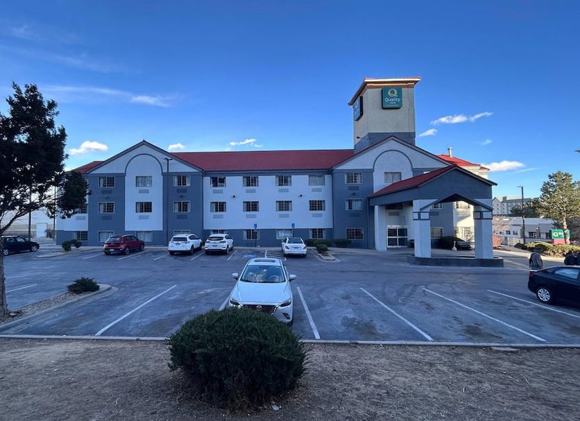 Quality Inn Denver Tech Center in Englewood exterior with parking lot and tower entrance