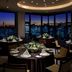 Four Seasons Hotel Tokyo at Marunouchi dining room with city skyline views at dusk